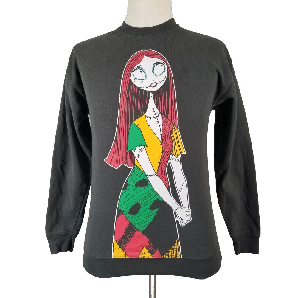 Disney Nightmare Before Christmas Sweatshirt Womens Small‎ Gray Sally Tim Burton